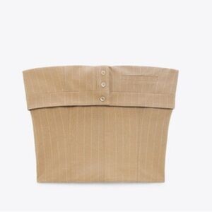 Zara pin striped Tan Strapless Top